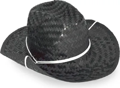 Produktbild von Cowboyhut Strohhut mit Zugband schwarz Gr. 58 cm Fasching Karneval Party