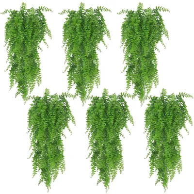 Image de Plantes artificielles, 6 fougères suspendues, pour intérieur et extérieur
