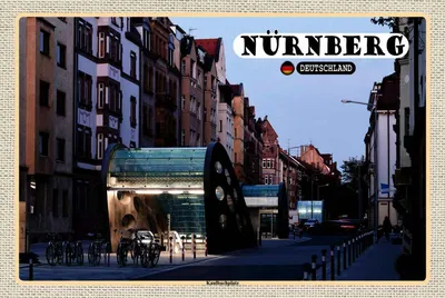Produktbild von vianmo Holzschild 20x30 cm Nünberg Kaulbachplatz Architektur Bildmotiv Reisemotiv Abenteuer Reisen