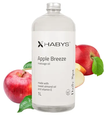 Immagine prodotto di HABYS Daily Spa | Olio da massaggio "Brezza di mela" | Profumo fresco di mela | Con olio di mandorle e vitamina E | Per massaggio e cura della pelle | 1 litro