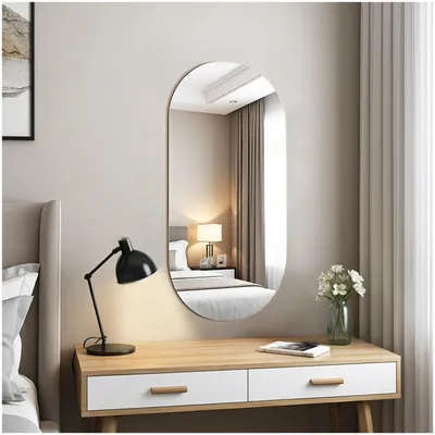 Immagine prodotto di Specchio da parete ovale, 30 x 60 cm, vetro HD, senza cornice, forma ad arco