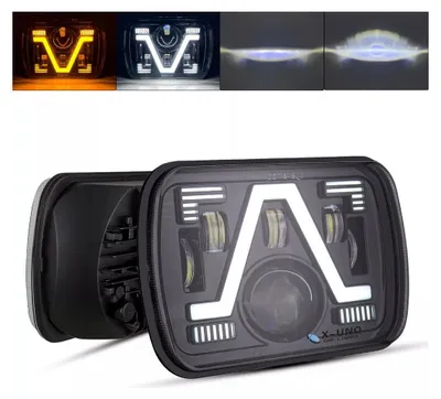 Produktbild von Universal 5x7 Zoll LED-Scheinwerferlampe (Halogen), 12V–24V, Abblend-/Fernlicht, mit DRL-Tagfahrlicht, weiß-gelber Blinker, 4800