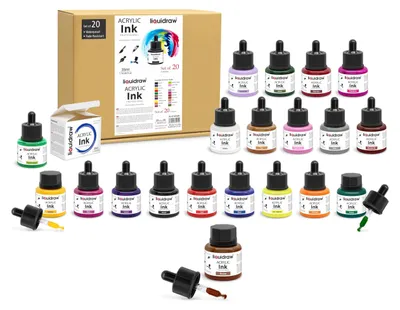 Imagen del producto de Solidchoice - Set de 20 tintas acrílicas profesionales, impermeables y de 35 ml, para artistas