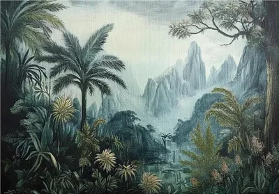 Produktbild von Fototapete - Dschungel Berge Landschaft - 350x250 cm - inklusive kleister - Vlies Tapete - Vliestapete Wohnzimmer Schlafzimmer Küche Modern Wandtapete