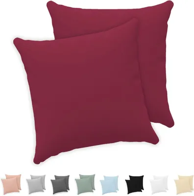 Produktbild von Kissenbezug 60x60 (Set aus 2) - 100% Baumwolljersey, 150 GSM - 60 x 60 cm - Kissenbezug 60x60 - Kissenbezug mit Reißverschluss -