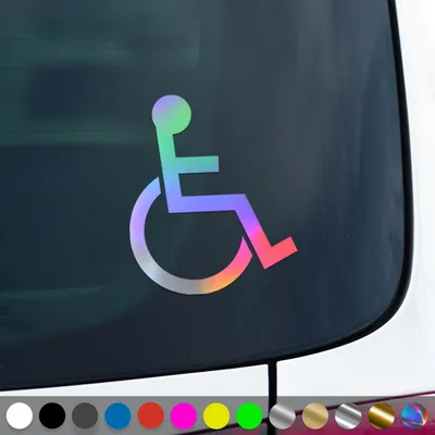 Produktbild von PantherPixel Behindert Aufkleber Handicap Rollstuhlfahrer Sticker Auto Geschenkidee Farbe Oilslick-Hologramm
