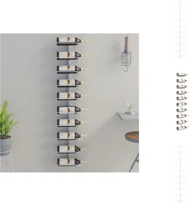 Produktbild von vidaXL Wand-Weinregal für 10 Flaschen Weiß Metall -  Weinregale