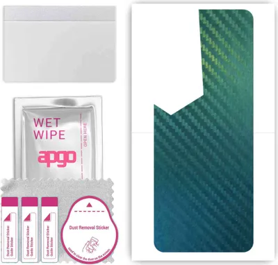 Produktbild von apgo Rückseite Schutzfolie, Skin, kompatibel mit Tecno Pova 4, Hinten Displayschutzfolie aus Vinylfolie, kratzfest, einfache Montage - Kohlenstoff-Chamäleon CAKA1