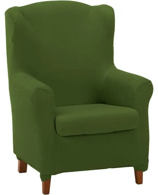 Image de Housse pour fauteuil, en velours, extensible, réglable, de couleur verte, pour salon
