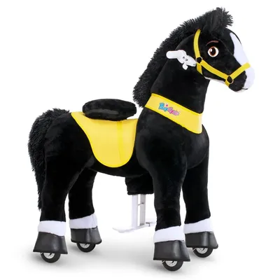 Image de PonyCycle Modèle E Noir Cheval d'équitation sur roulettes Licorne d'équitation Jouet - E438