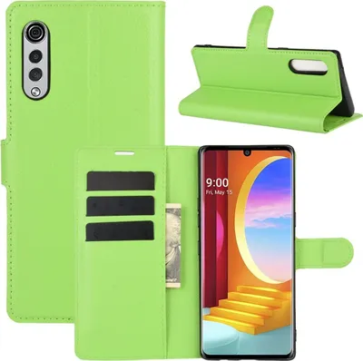 Produktbild von Schutzhülle für LG Velvet Case Handy Hülle Cover Case Schutztasche Wallet Klapptasche, Farbe:Grün