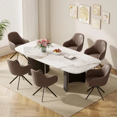 Produktbild von Hawthyhome 4-Fußstuhl,Esszimmerstühle drehbar Polsterstuhl mit Armlehne & Metallbeinen Moderner Küchenstuhl für Esszimmer, Wohnzimmer, Büro, Braun