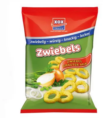 Produktbild von XOX Zwiebelringe Kräuter Mix Snack mit Zwiebelgeschmack 40g 30er Pack