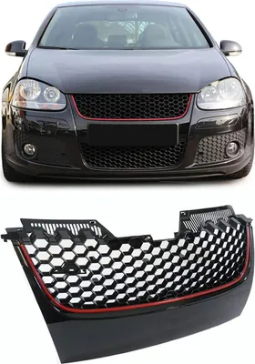 Produktbild von Sport Waben Kühlergrill ohne Emblem mit roter Leiste für VW Golf 5 GTI 03-09