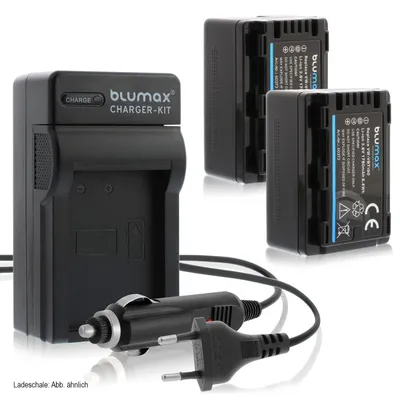 Produktbild von 2x Akku + Lader für Panasonic VW-VBT190 HC-VXF11, VX11, V808 1780 mAh 3,6V