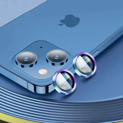 Produktbild von Metal Ring Camera Tempered Glas Film für Apple iPhone 14 Plus Panzer Rainbow
