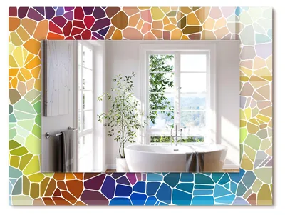 Produktbild von Buntes abstraktes Mosaik – Rechteckiger Spiegel mit Druck 80x60 cm – Modern - Dekorativ für die Wand