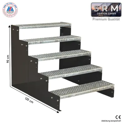 Produktbild von 5 Stufen Standtreppe Modell 2 Anthrazit, Breite 100 cm, Höhe 90 cm ohne Geländer