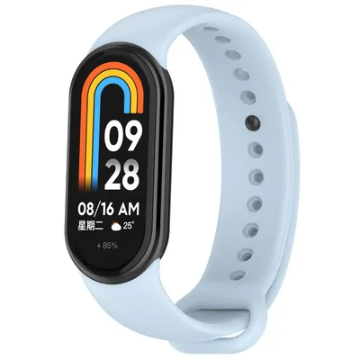 Produktbild von Bizon Strap Watch Dots Silikonarmband für Xiaomi Smart Band 9 / 9 NFC / 8, Hellblau