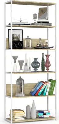 Produktbild von raumhirsch Industrielles Metallbücherregal mit 6 Ablagen im Loft-Stil