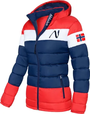 Imagen del producto de Chaqueta de invierno Nebulus MIXUP para mujer, chaqueta de exterior cálida, práctica y versátil, ideal para entretiempo e invierno, modelo P4833, color azul-rojo, talla S/36