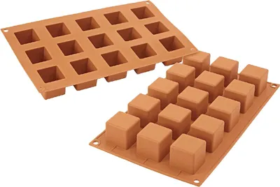 Produktbild von Silikomart Muffinbackform Würfel 15er 3,5x3,5x3,5cm Silikon, terracotta
