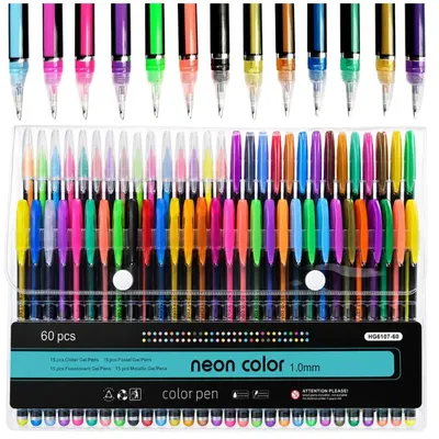 Produktbild von Gelstifte-Set mit 60 Farben, 4 Tintenarten und Etui