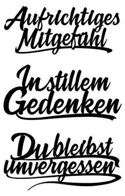 Stanzschablonen Buchstaben Kondolenz 1, 3 Stück, 3,6-8,3 cm