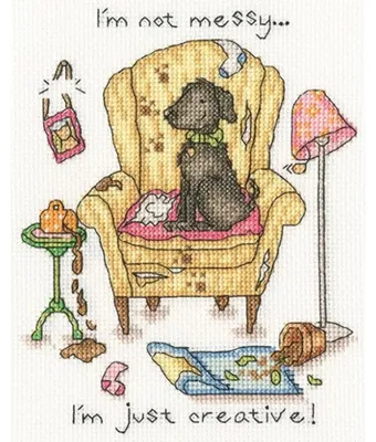 Imagen del producto de Kit de punto de cruz contado Bothy Threads "Mucky Pup", XCD3, 14x17cm