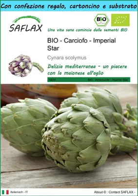 Immagine prodotto di SAFLAX Set regalo - BIO - Carciofo - Imperial Star - 5 semi - Cynara