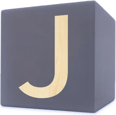 Immagine prodotto di Cubo di legno per lettere, 5 x 5 cm, grigio, lettera J