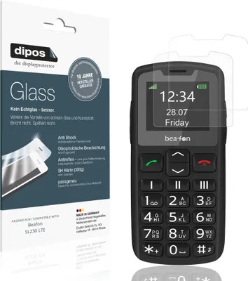 Produktbild von 2x Schutzfolie für Beafon SL230 LTE matt - Anti-Shock 9H Folie dipos Glass Kunststoffglas