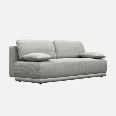 Immagine prodotto di sweeek - Divano letto a 3 posti con rivestimento in velluto a coste e vano contenitore - Grigio chiaro