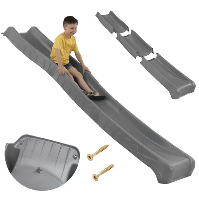 Image de Toboggan de jardin pour enfants, 3 m de long, pliable, robuste, pour podium de 150 cm, modulable Anthracite