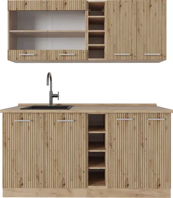 Produktbild von Singleküche Vicco R-Line Artisan-Eiche/Goldkraft Eiche 160 cm ohne Arbeitsplatte, Model 48937