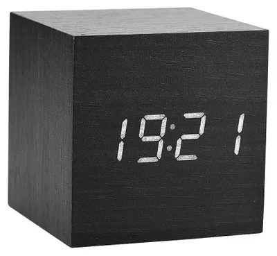 Digitale LED-Wekker aus Holz mit Alarm und Sprachsteuerung, 6x6x6 cm