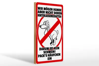 Produktbild von Holzschild Hinweis 20x30cm wir mögen keine Hundehäufchen
