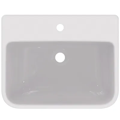 Produktbild von Halbeinbau-Waschtisch i.life B m Überlauf 1 Hahnloch 550x440x170mm weiß 550 x 440 x 170 mm weiß
