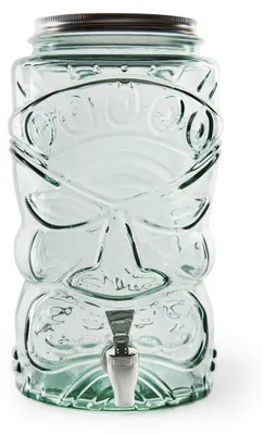 Getränkespender mit Hahn, recyceltes Glas, 6 Liter
