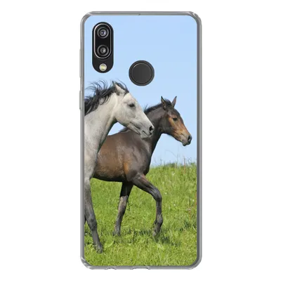 Produktbild von MuchoWow® Handyhülle Schutzhülle Hülle für Huawei P20 Lite (2020) Pferde - Tiere - Gras Silikon Softcase Handy Hülle - Kartenhalter