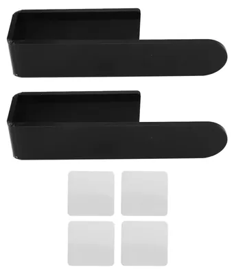 Image de Porte-serviettes adhésif en forme de U, anneau mural en acrylique gain de place pour salle de bain, noir
