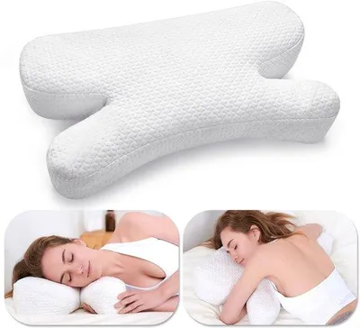 Zdjęcie produktu dla Poduszka Unyqoos® ergonomiczna, zapobiegająca powstawaniu zmarszczek (w kształcie litery U) z regulowaną wkładką z pianki memory – idealna dla osób śpiących na boku i na plecach, z chłodzącą powłoką żelową