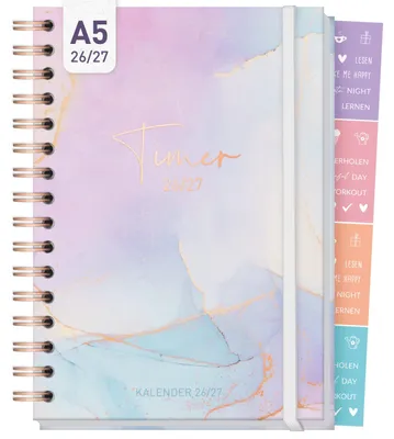 Produktbild von Häfft-Timer Fancy 2026/2027 / A5 / Bleu & Rosé / Häfft-Verlag