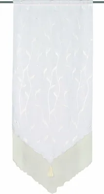 Produktbild von Fensterbehang mit Dreieckabschluss 2-teilig bestickt, 150 x 60 cm, Voile, champagner
