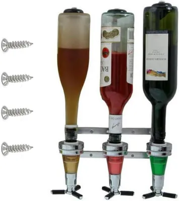 Imagen del producto de Dispensador de vino de pared – Dispensador para 3 botellas – Aluminio – Para cócteles – Bar – Cocina (30 ml)