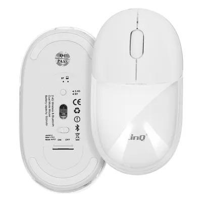 Immagine prodotto di LinQ, mouse ottico senza fili Bluetooth o WiFi 2,4 GHz LED RGB USB Dongle, bianco