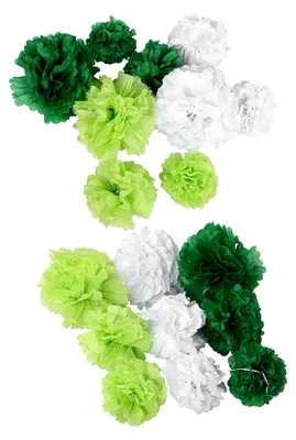 Produktbild von 24 Grüne Papierpompons aus Seidenpapier für die Partydekoration und Feier mit realistischer Optik