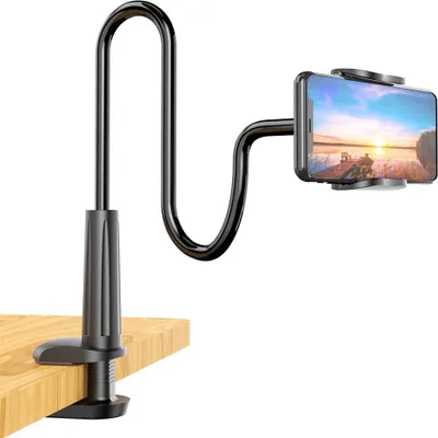 Produktbild von Handyhalterung Bett Schwanenhalshalterung - Verstellbare Halterung mit flexiblem Arm und Befestigungsclip