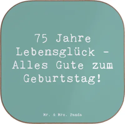 Produktbild von Mr. & Mrs. Panda Tischuntersetzer Spruch 75. Geburtstag - Meeresbrise - Geschenk, Coaster, Untersetzer Tasse, Happy Birthday, Gläser, langes Leben, für, Lebensfreude