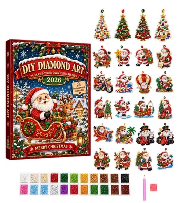 Produktbild von Adventskalender 2026 zum Selberbasteln 24 Stück Acryl Christbaumschmuck Santa